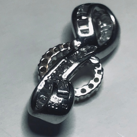 Solid 18K White Gold & Baguette Diamond Infiniti Pendant - Picture 5 of 17